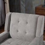 Mid-Century Modern Armchair with Buttoned Padding and Solid Wood Legs, Black Suede