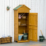 Garden Shed/Cabinet, Weatherproof 2 Doors 2 Shelves 79x49x191.5cm, Natural Wood