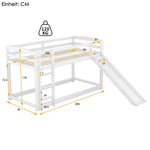 Bunk Bed 90x200cm with Slide, Solid Wood Frame for Kids & Teens, White