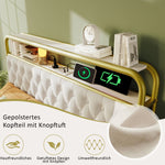 Upholstered Double Bed, USB-C Charging, APP-Control LED, 4 Drawers, Velvet