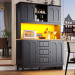 Tall Cabinet 120x40x180cm LED App Control 4 Doors 3 Drawers - Black