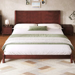 Platform Bed with Headboard and Slatted Base, 180x200cm, Brown Wood