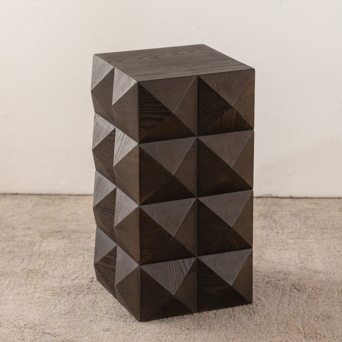 60cm height three-dimensional embossed pattern design retro side table retro wooden nightstand brown