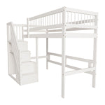 Solid Wood Bed 90*200, Storage Stairs, Children's Youth Single, White