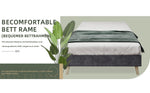 Modern Minimalist Bed Frame, Low-Profile Base 90x200 cm, Grey Dutch Velvet Fabric