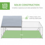 Chicken Coop Free-Range Enclosure, Sunshade Roof, Steel, Silver