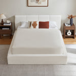 Upholstered Double Bed 180x200cm with Pneumatic Storage, Grey Linen
