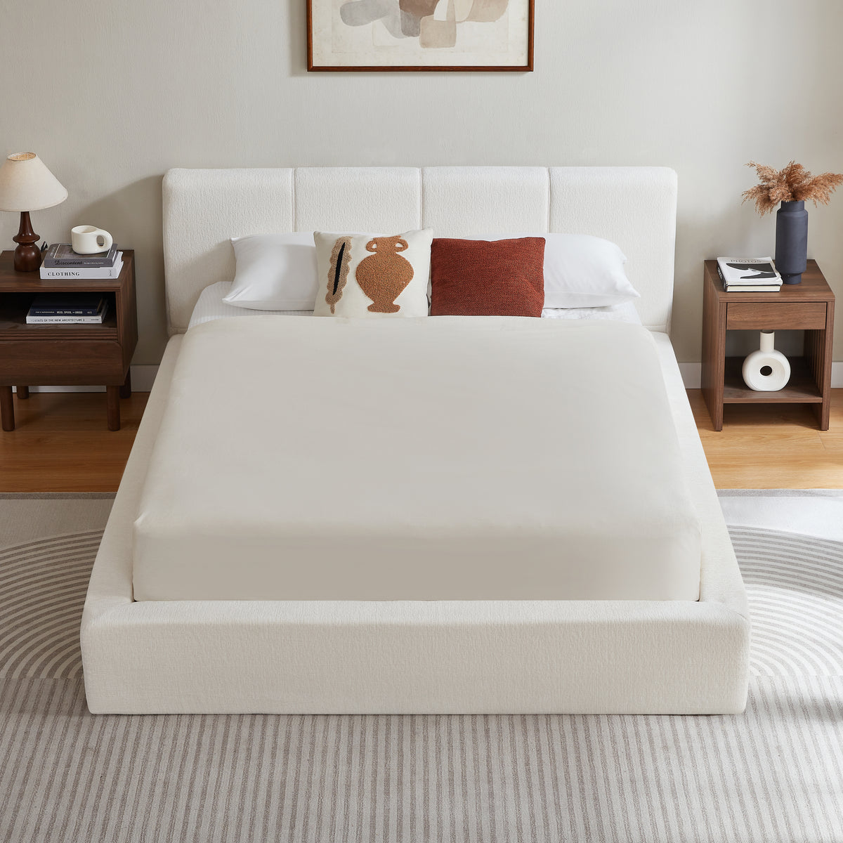 Upholstered Double Bed 180x200cm with Pneumatic Storage, Grey Linen