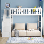 Bunk Bed, 90x200 with Stairs, Loft, Solid Wood, White