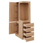 Wardrobe 70x40x170cm Drawers Single Door Open Storage - Wood Color