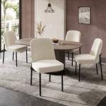 Dining Chairs Set of 4 Thickened Cushions Metal Legs Black Frame - Velvet Beige