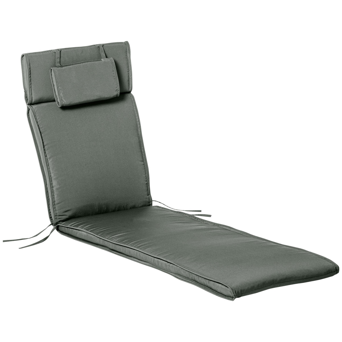 Lounger Cushion, Garden, Removable Headrest, Polyester Cotton Fibre, Grey