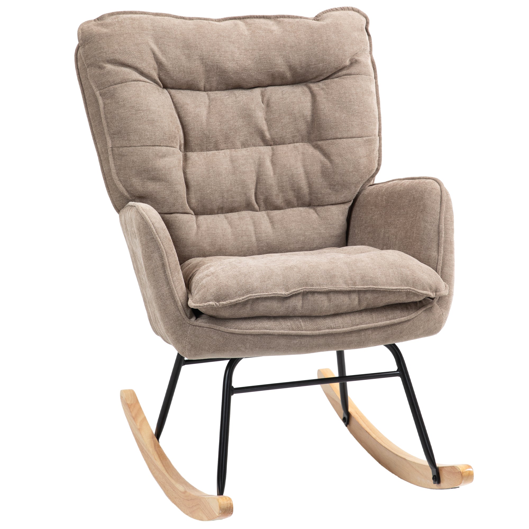 Rocking Chair, Armrests, Nursing, 120kg Load Capacity, Brown