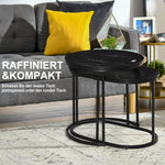 Coffee Tables, Stackable Round Oval MDF & Steel, Black
