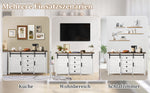 Sideboard 137cm Sliding Doors 4 Drawers Vintage Storage - White