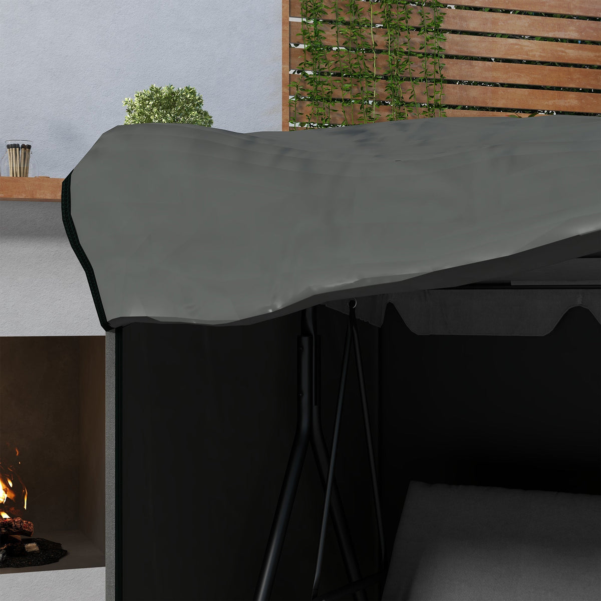 Hollywood Swing Cover 3-Seater Water-Repellent UV-Resistant 420D Oxford Fabric Dark Grey
