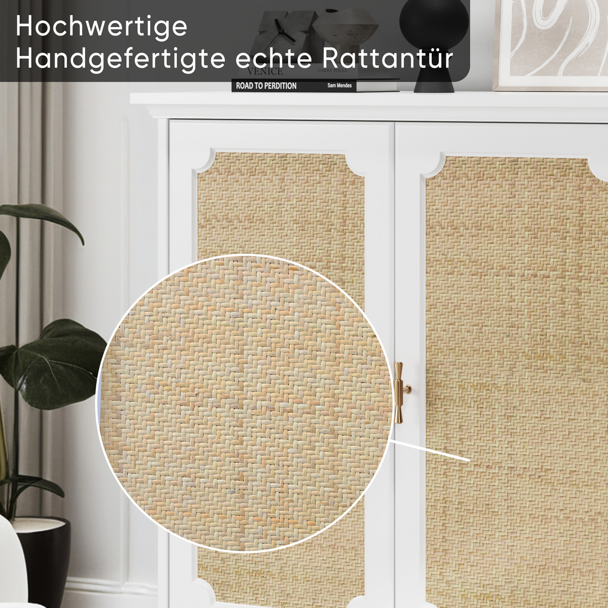 Sideboard, Kitchen Buffet Console, Rattan