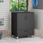 Rolling Metal Tool Cabinet Heavy-Duty Storage H101.5xW76xD51cm - Black/Grey