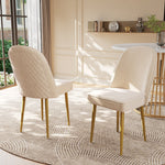 6 Dining Chairs Modern Gold Metal Legs Beige Velvet