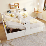 Multifunctional Sofa Bed 90/180x200cm with Storage & LED, White