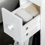 Bathroom Cabinet Niche Trolley with Wheels 2 Drawers Open Compartment, White