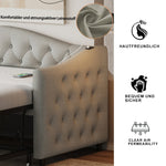 Upholstered Bed Pull-out Sofa Bed, 90 x 200 cm, USB Port, Linen Fabric, Grey