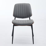 Dining Chairs Set of 2 Mid Century Modern Walnut Bentwood Back - Gray PU Leather