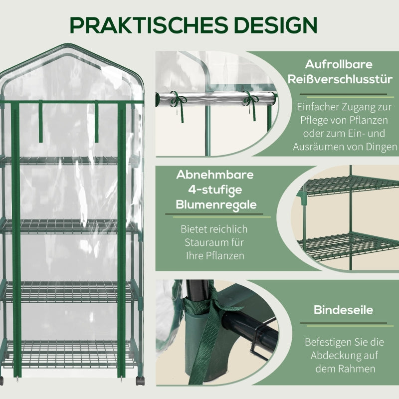 Plastic Greenhouse, 4-Shelf Cold Frame, Transparent