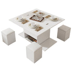Liftable Coffee Table, Multifunctional with 2 Opening Tabletops, White