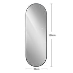 LED Full-Length Mirror 150x50cm Dimmable Backlight Black Aluminum