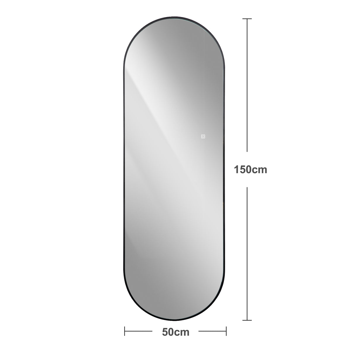 LED Full-Length Mirror 150x50cm Dimmable Backlight Black Aluminum
