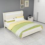 Upholstered Bed with LED Headboard & Mattress 140x200 cm, Beige