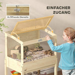 Hamster Cage 2 Tier Rodent Cage, Folding Lid, Natural Wood