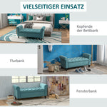 Upholstered Bench with Storage, 120 kg Load Capacity, 126x48.5x47 cm, Green Velvet Look