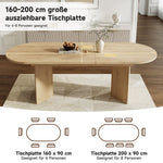 Extendable Dining Table 160/200x90cm 6-8 Seater Rounded Top - Oak Color