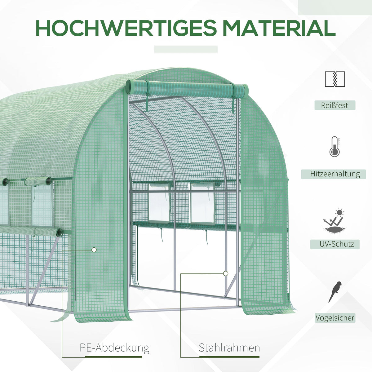 Walk-in Tunnel Greenhouse 2.95x2x2m 6 Windows UV Protection Garden
