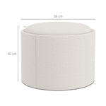 Ottoman Round Stool with Storage & Folding Lid, Cream Linen Look