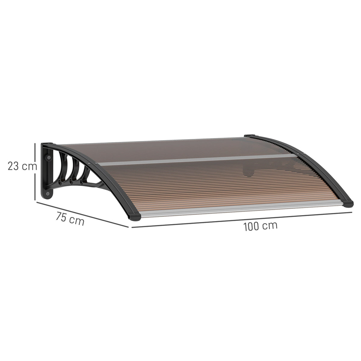 Front Door Canopy Lean-to Polycarbonate Weatherproof 75x100cm, Brown