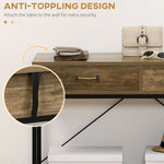 Side Table with 2 Drawers and Lower Shelf, Vintage Brown Black