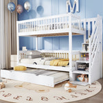 Bunk Bed Trundle Ladder Safety Rails 90x200/190cm, Pine+MDF White