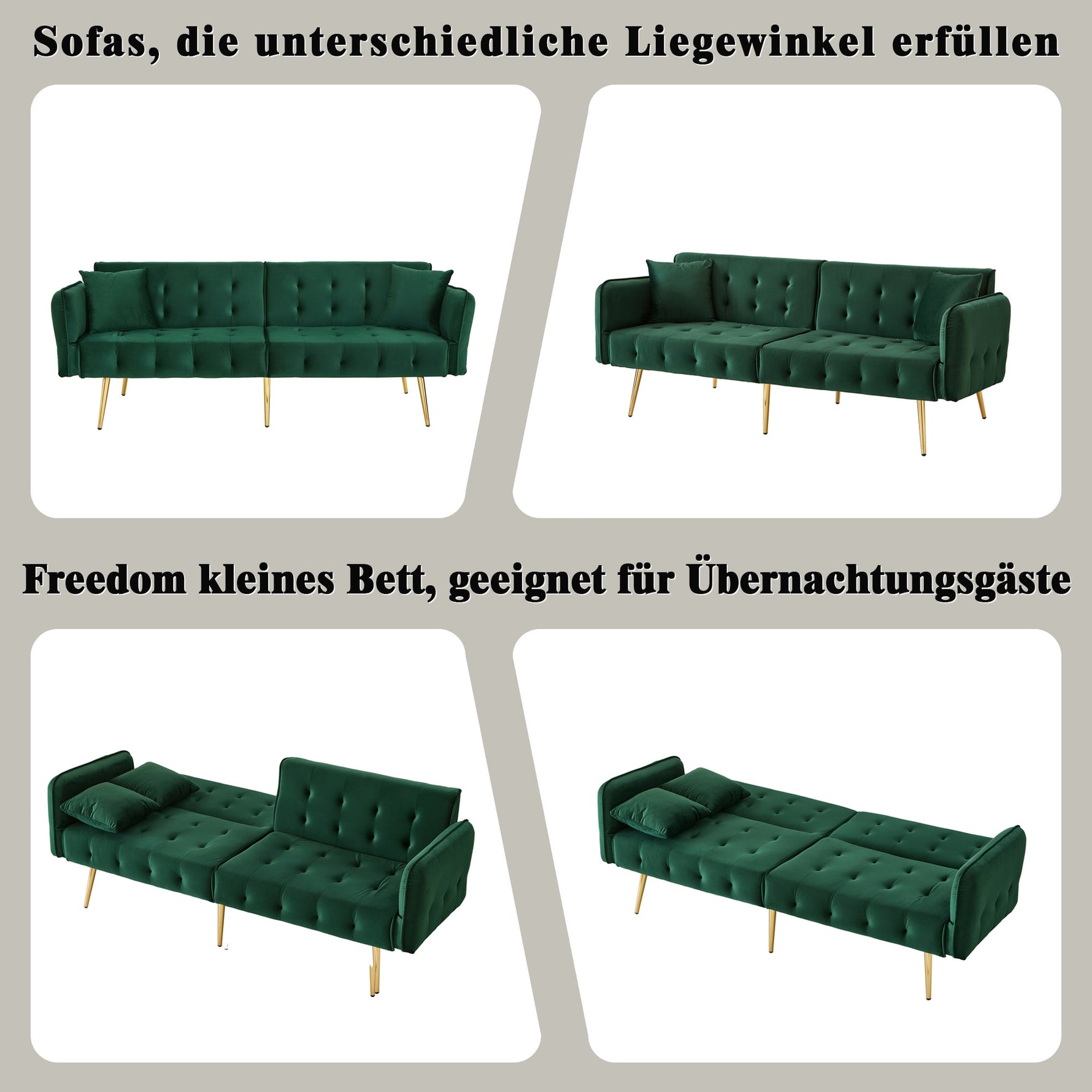 Two-seater Folding Sofa Bed Multifunctional Adjustable Velour