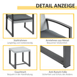 Rattan Seating Set, 3-Piece with Dining Table, Steel & Polyester, Black/Grey