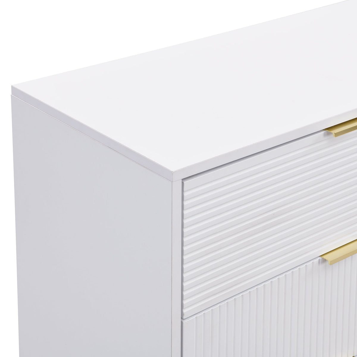 Sideboard, Living Room Cabinet with Doors & Drawers, Interior Shelves, Golden Handles & Legs