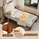 Upholstered Single Bed with Padded Headboard and Slatted Base, Dark Brown