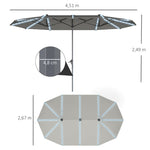 Double Parasol, Solar LED, UV 50+, Aluminium, Dark Grey