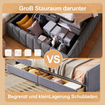 Upholstered Bed with Hydraulic Storage and No Headboard, 140x200cm, Grey Linen