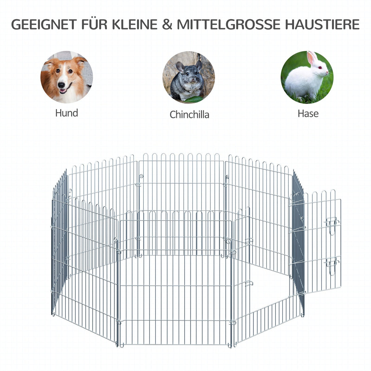 Puppy Run Playpen 8-Piece 63x76cm Safe Stable Metal