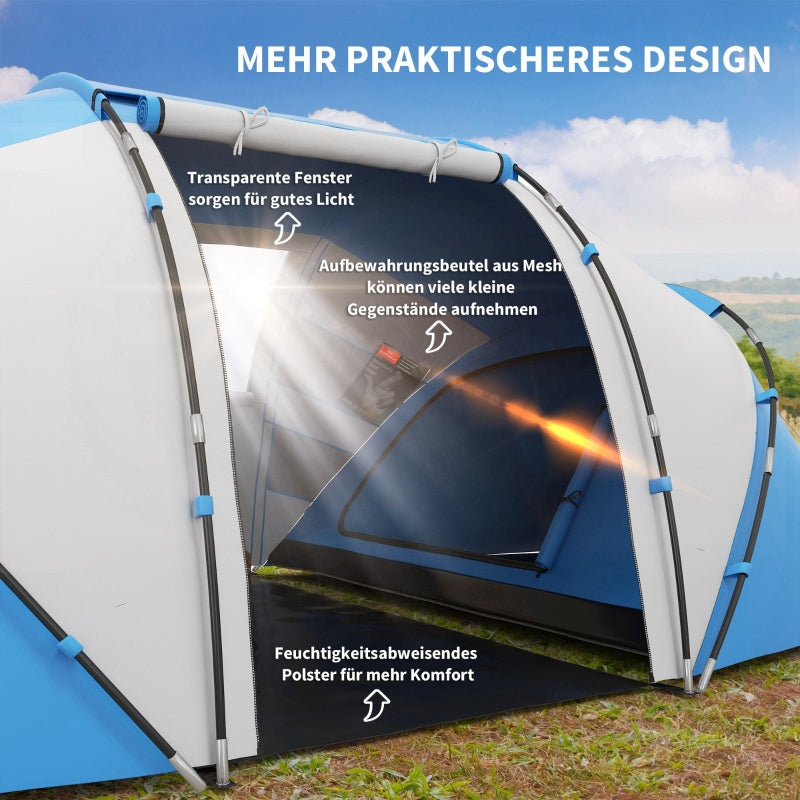 Camping Tent for 4-6 People, Lightweight, Stable, Waterproof, Blue