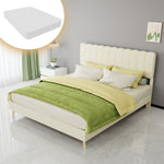 Upholstered Bed 160x200cm with Soft Headboard & Mattress, Beige