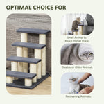 Pet Stairs 4-Step Dog & Kitten, Soft Plush, Grey